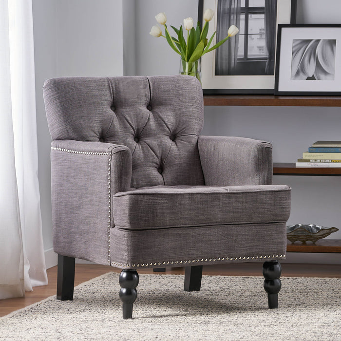 Harrison - Tufted Club Chair With Button Tufted Back And Birch Wood Legs