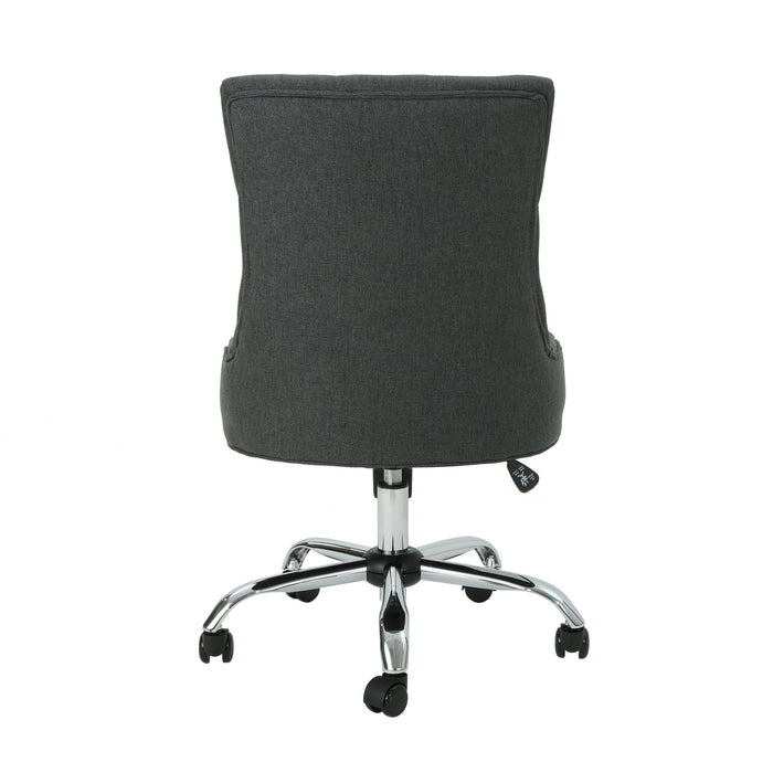 Glory Diamond Tufted Upholstered Office Chair With Rolling Casters And Sloped Arms - Dark Gray / Chrome