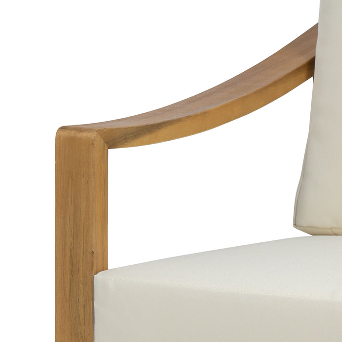 Outdoor Acacia Wood Club Chairs With Water Resistant Cushions - Teak / Beige